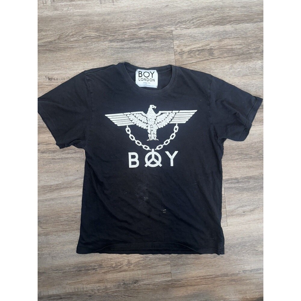 Boy London Shirt Mens Medium Black Eagle Logo Graphic Stretch Tee Punk 1305-07